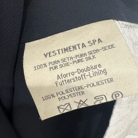 GIORGIO ARMANI Silk minimalist satin gown in dark navy blue - Picture 6 of 7